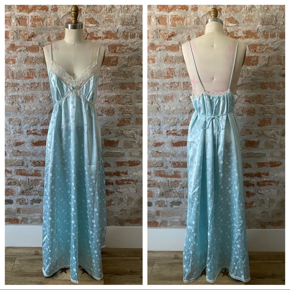 DIOR VINTAGE 80’s POLKA DOT SATIN SLIP NIGHTGOWN